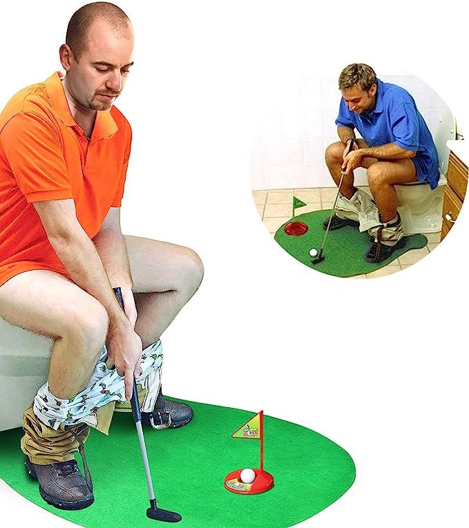 Novelty Place Toilet Golf Potty Putter Game Set - Practice Mini Golf in Any Restroom/Bathroom - G... | Amazon (US)