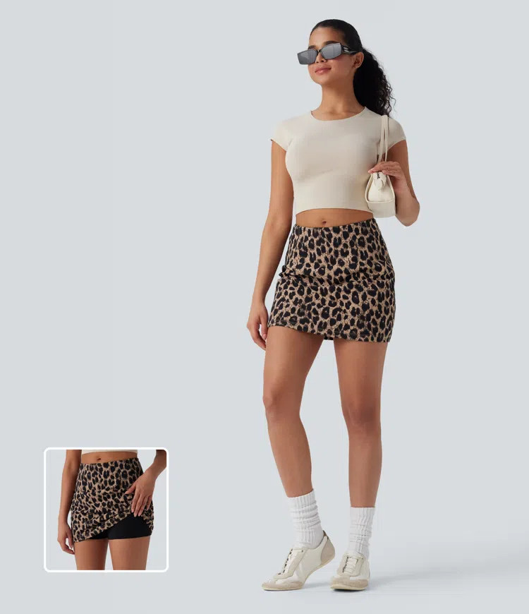 Women’s Halara UltraSculpt™ Leopard Print Mid Rise 2-in-1 Bodycon Mini Casual Skirt - Halara | HALARA