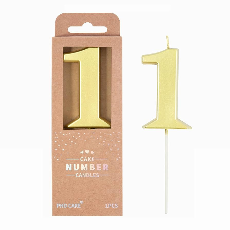 PHD CAKE 2.76 Inch Modern Gold 1 Number Birthday Candles, Gold Number Candles, Cake Number Candle... | Amazon (US)