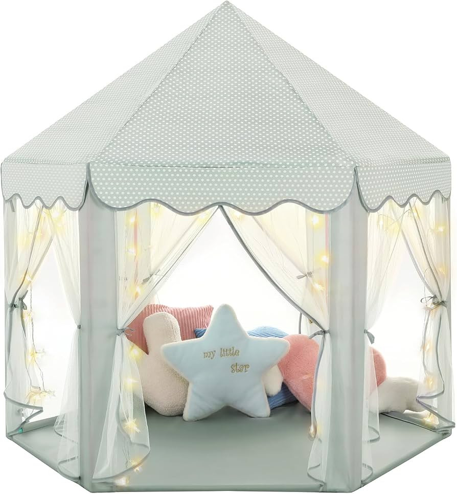 Monobeach Princess Tent Girls Celadon Large Playhouse Kids Castle Play Tent with Star Lights Gift... | Amazon (US)