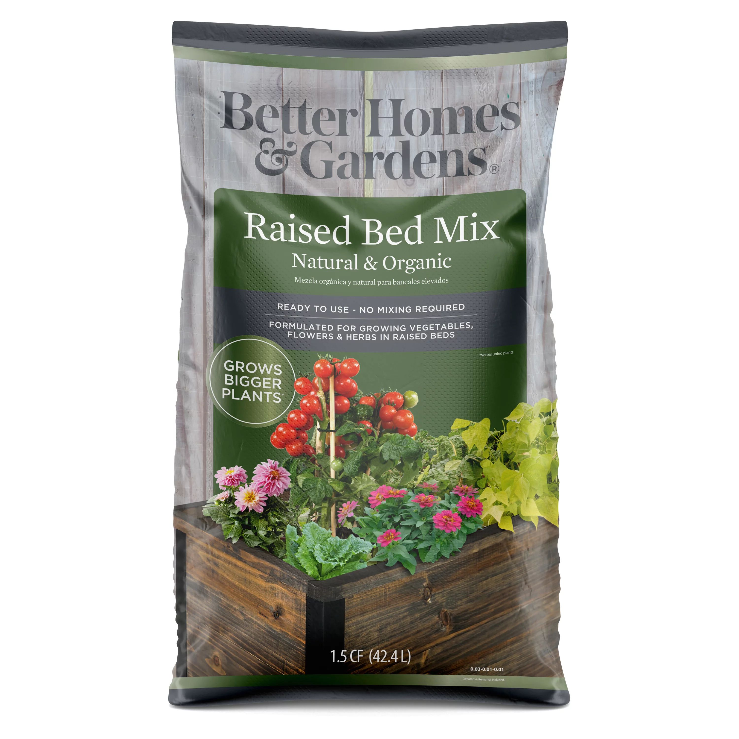 Better Homes & Gardens® Organic Raised Bed Planting Mix, 1.5 cu. ft. Bag | Walmart (US)