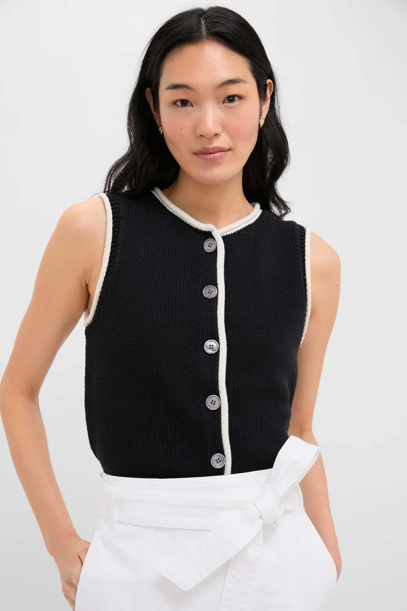 Black and Ivory Bridget Tipped Vest | Tuckernuck (US)