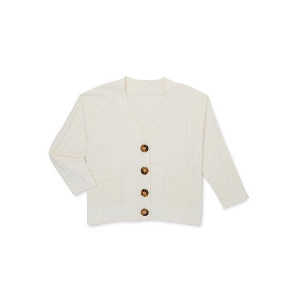 Wonder Nation Girls Long Sleeve Button Cardigan Sweater, Sizes 4-18 & Plus | Walmart (US)