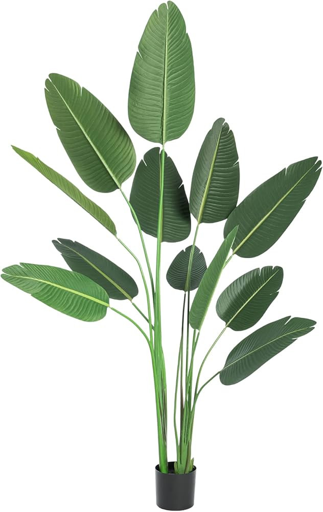 JCHUAMU Artificial Bird of Paradise Plant 6FT Artificial Traveler Tree Fake Tropical Fake Greener... | Amazon (US)