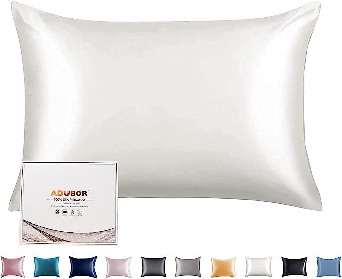 Adubor 100% Mulberry Silk Pillowcase for Hair and Skin with Hidden Zipper, Both Side 23 Momme Sil... | Amazon (US)