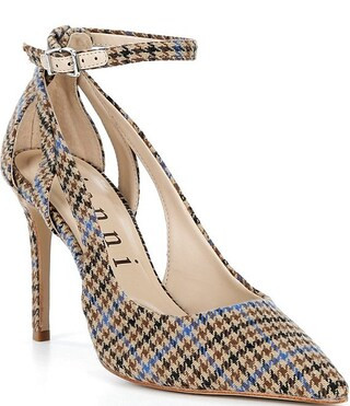 Teagan Houndstooth Cut-Out Ankle Strap Pumps | Dillard's