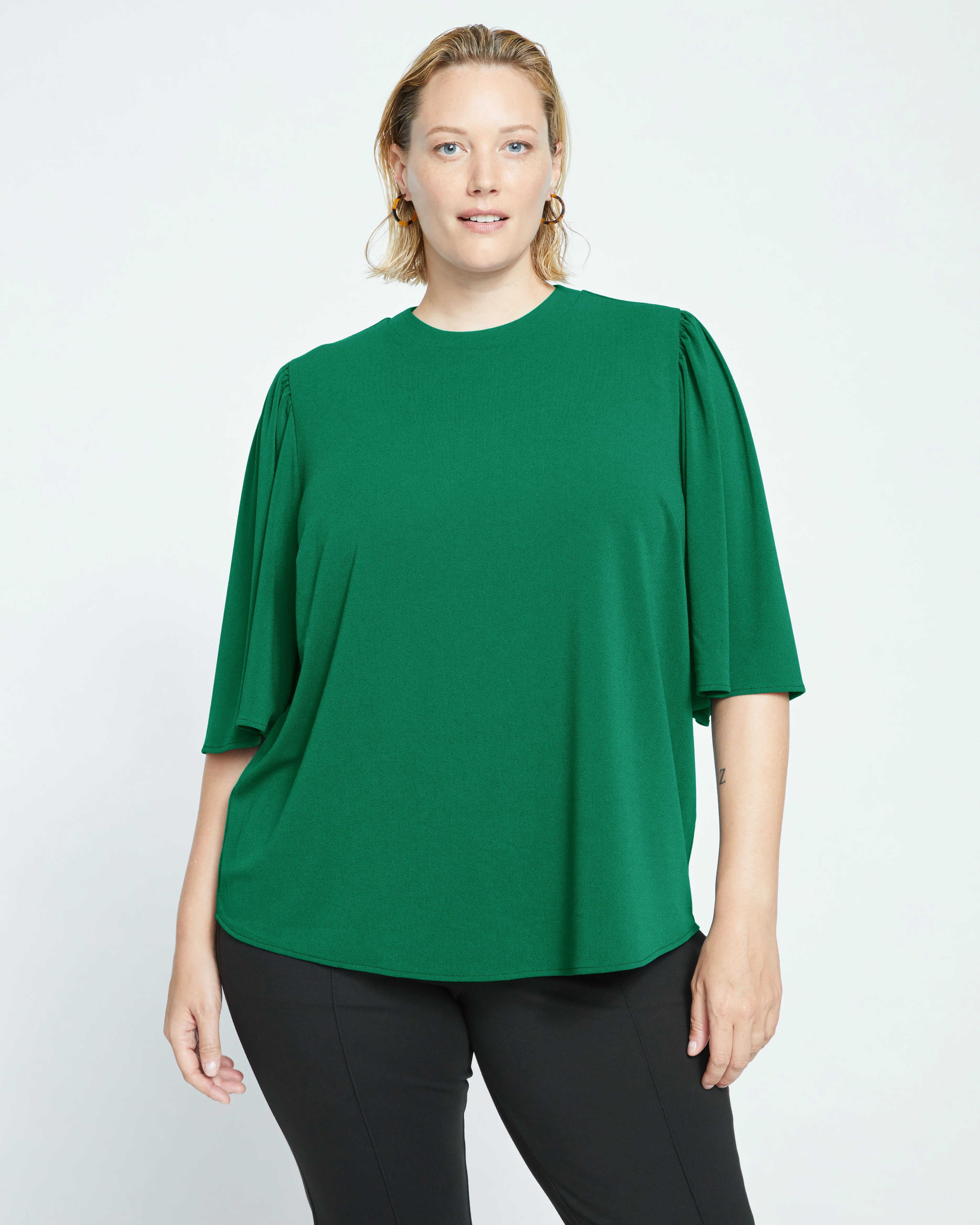 Crepe Jersey Capelet Blouse - Jardin | Universal Standard