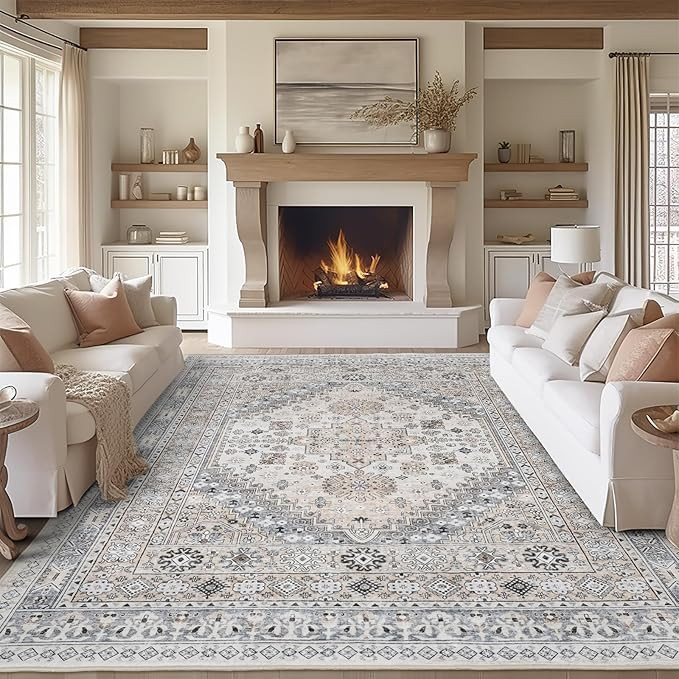 zesthome 8x10 Area Rugs for Living Room,Non-Slip Backing Washable Rugs,Vintage Large Area Rug，S... | Amazon (US)