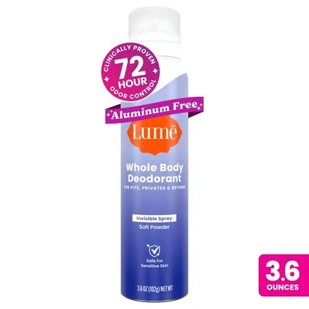 Lume Whole Body Deodorant for Women, Spray Deodorant, Aluminum Free, Soft Powder, 3.6 oz | Walmart (US)