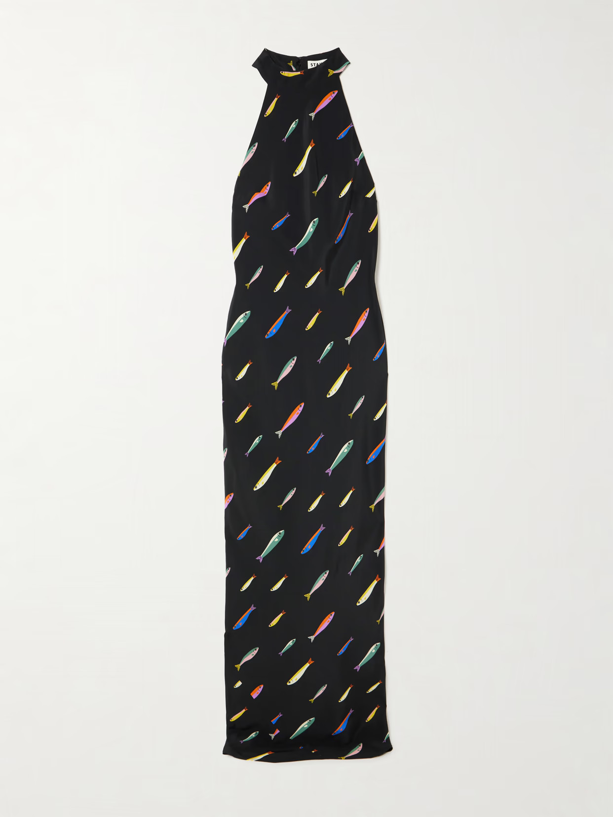 STAUD - Winnie Printed Silk-crepe Maxi Dress - Black | NET-A-PORTER (US)