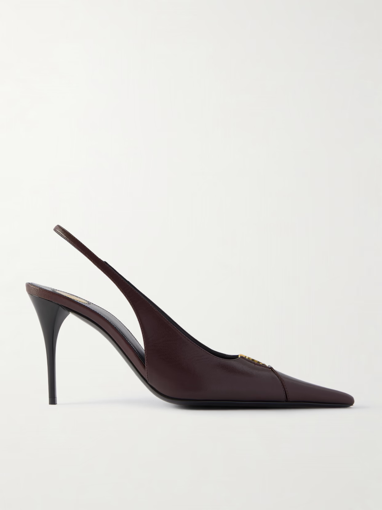 SAINT LAURENT - Babylone Leather Slingback Pumps - Burgundy | NET-A-PORTER (US)