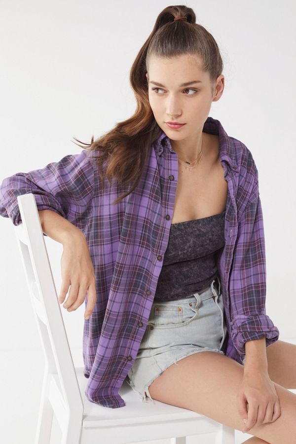 Urban Renewal Vintage Overdyed Button-Down Flannel Shirt | Urban Outfitters (US and RoW)