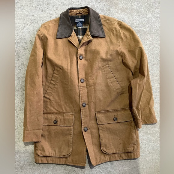 Vintage 90s lands end flannel lined chore jacket barn coat tan brown | Poshmark