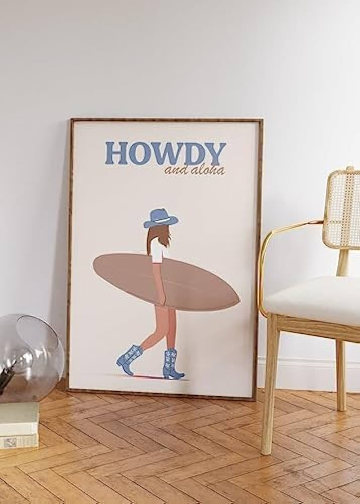 Coastal Cowgirl Art Print, Howdy Cowgirl Print, Girly Wall Art, Coastal Cowgirl Poster, Blue Cowg... | Amazon (US)