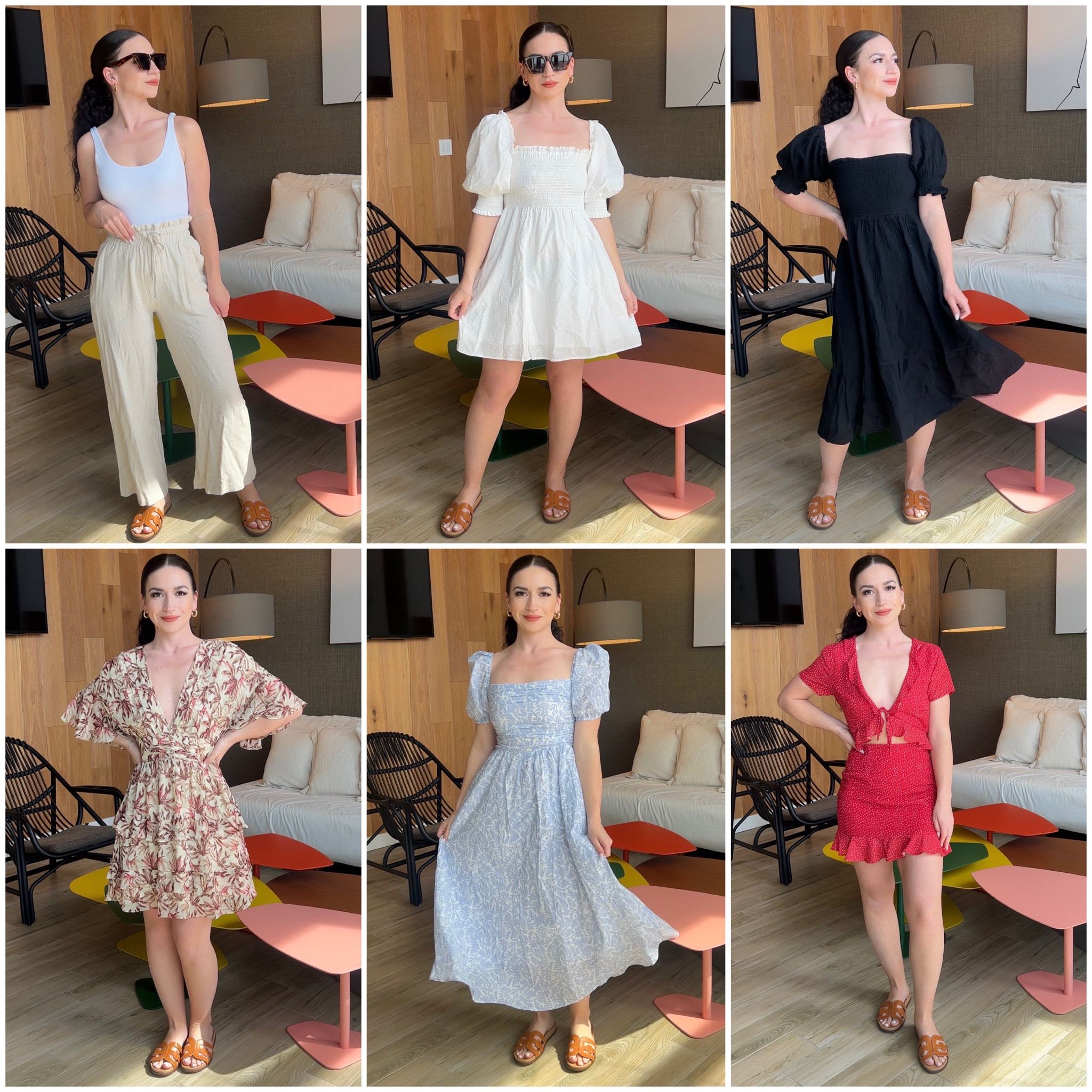 Summer outfits for my vacation to Europe ✈️ 

Flowy dresses
Floral prints
Casual summer sundresses
Linen pants
Comfy sandals
Sunglasses

Travel fits 🤍