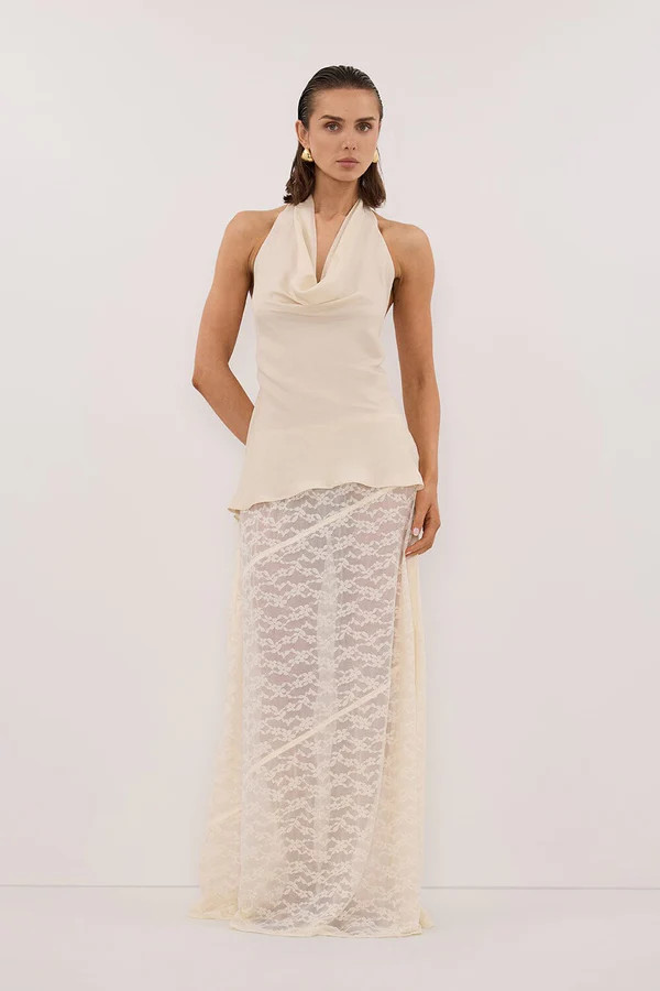 BELLE CREAM LACE MAXI SKIRT | DISSH