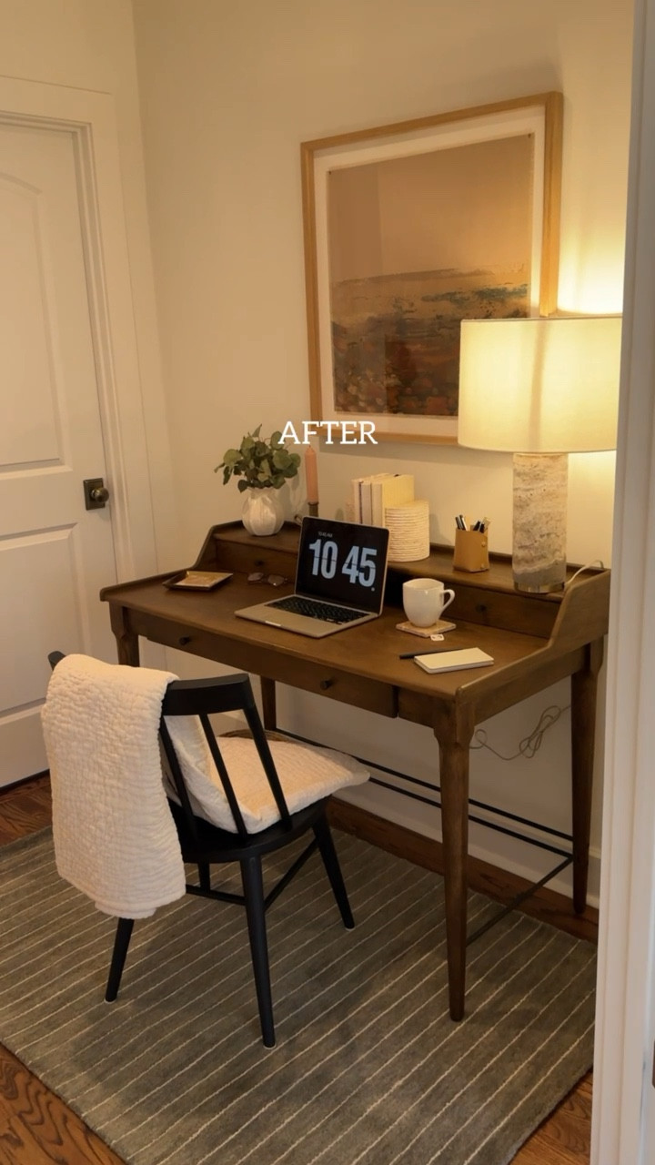 We had this random space that we weren’t sure what to do with, so we turned it into a little work from home space. I ordered SO much for this @wayfair ✨ 


#wayfair #wayfairpartner #homedecor #beforeandafter #homeoffice #workfromhome #deskstyling #decor #blackfridaysale #liketkit
