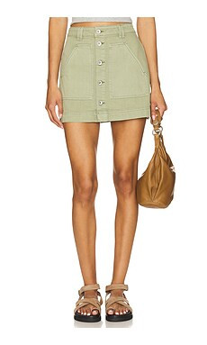 Sanctuary All Buttoned Up Skirt in Sage from Revolve.com | Revolve Clothing (Global)