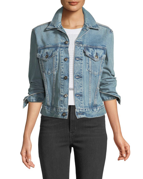 Boyfriend Trucker Denim Jacket | Neiman Marcus