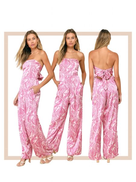 Pink boho print strapless wide leg fun beachy vacation resort date night jumpsuit

#LTKtravel #LTKparties #LTKstyletip