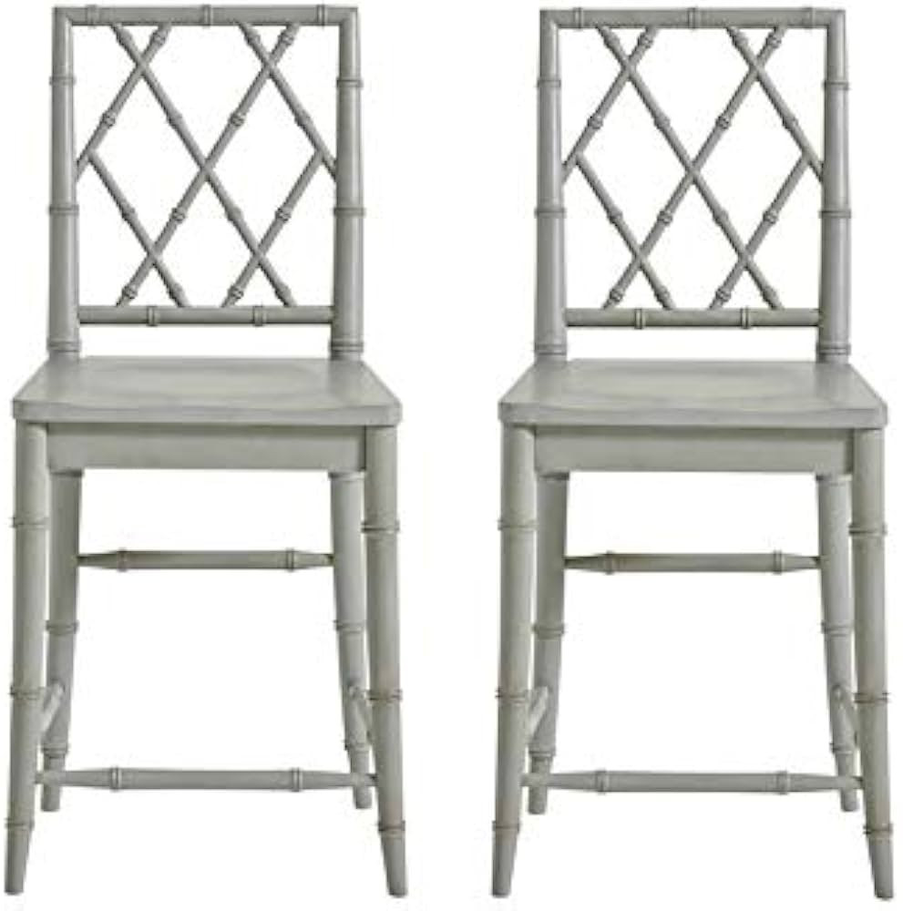 Universal Furniture Bamboo Carved X-Back 29" Bar Stool with Contoured Wood Seat in Gray (Set of 2... | Amazon (US)