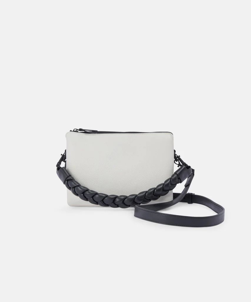 PEYTON CROSSBODY BAG BLACK IVORY LEATHER | DolceVita.com