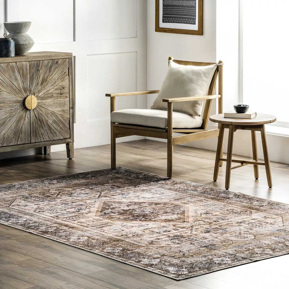 nuLOOM Devin Machine Washable Vintage Medallion Area Rug | Target
