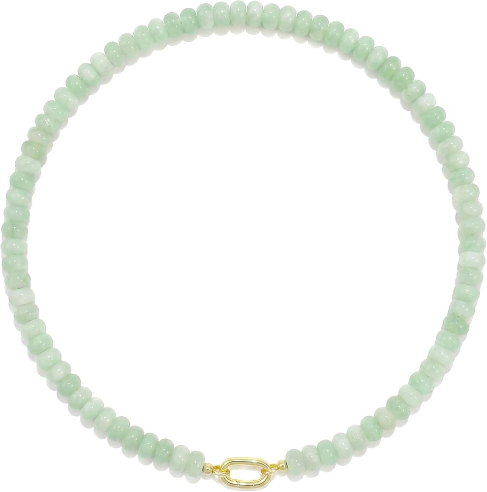 Beaded Gemstone Necklaces for Women Bohemian Colored Choker Natural Stone Bead Summer Beach Handm... | Amazon (US)
