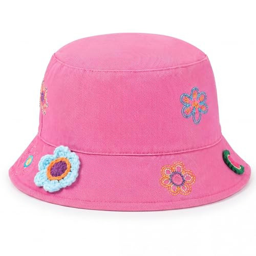 Girls Sun Hat,2-in-1 Reversible Bucket Hat for Girls | Sun Protection for Beach, Hiking Fishing Outdoor | Fit for Kid (7-14Y) Pink | Amazon (US)