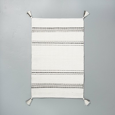 Tonal Stripes Bath Rug Sour Cream/Railroad Gray - Hearth & Hand™ with Magnolia | Target