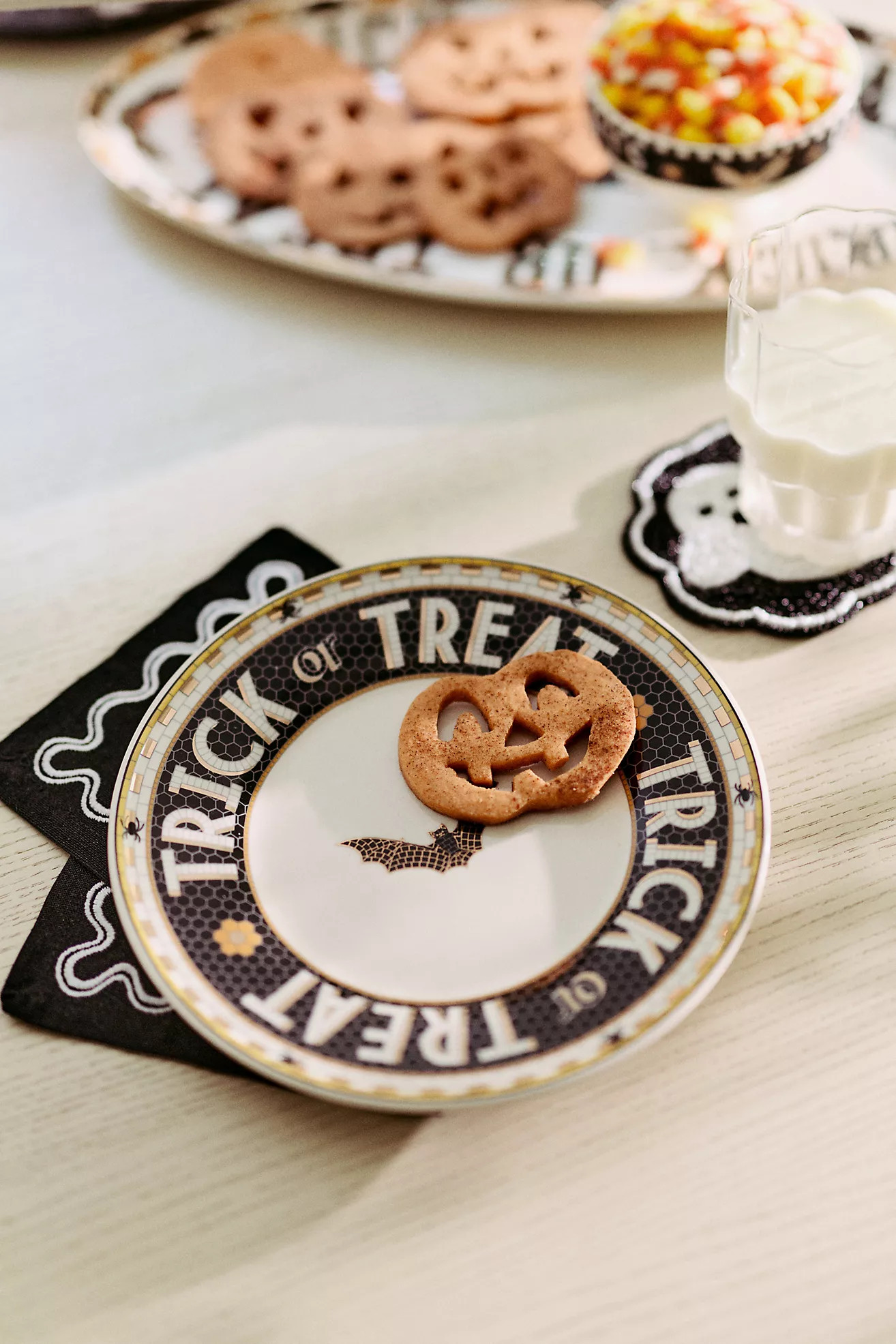 The Bistro Tile Stoneware Dessert Plate: Halloween Edition | Anthropologie (US)