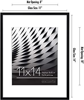 Americanflat 11x14 Picture Frame in Black - Thin Border Frame Displays 8x10 With Mat and 11x14 Wi... | Amazon (US)