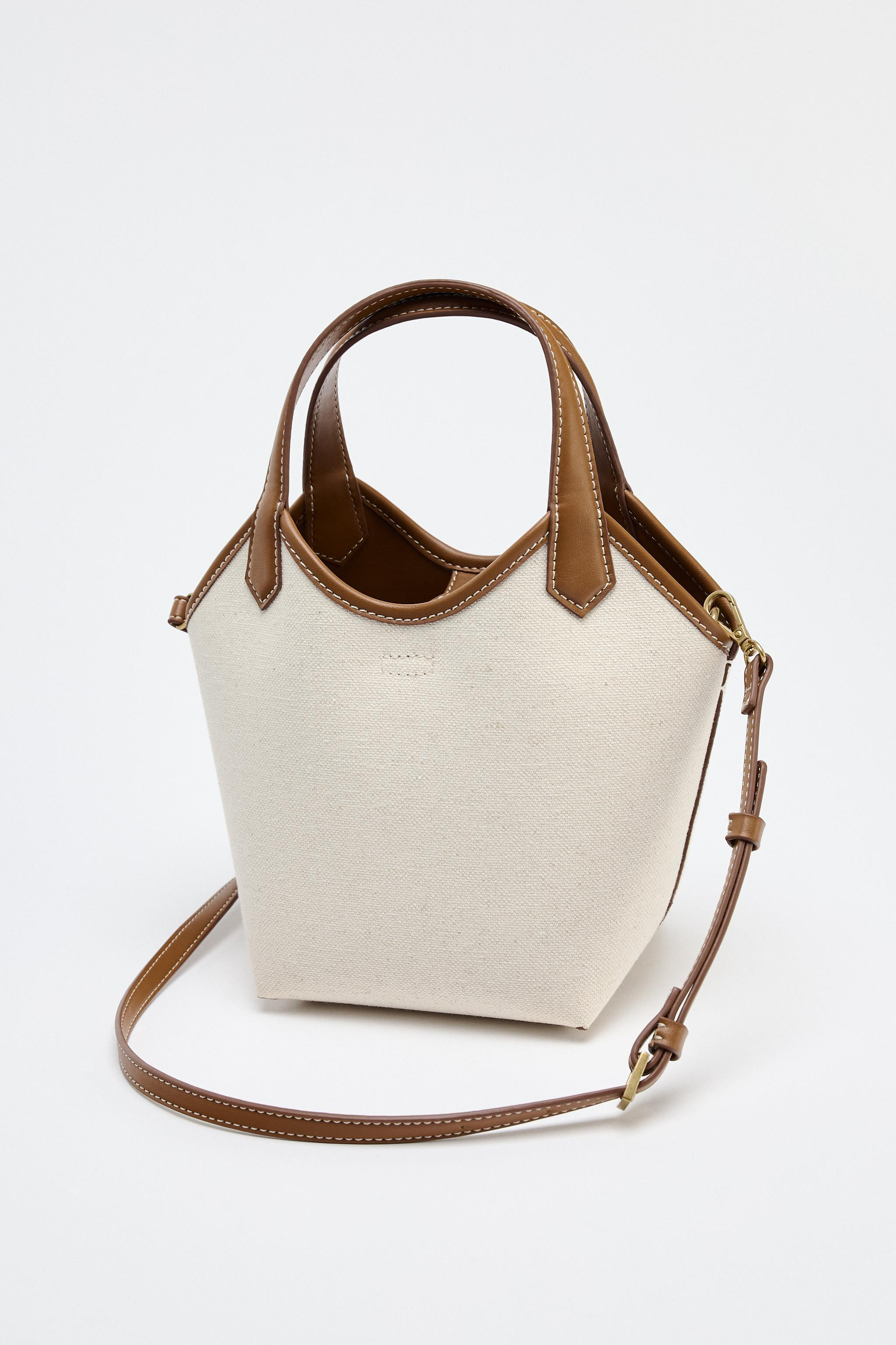 CONTRAST CANVAS MINI SHOPPER | Zara US