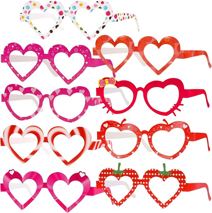 HOWAF Valentines Day Party Favors for Kids, 27 Pack Paper Valentine Glasses Photo Props Valentine... | Amazon (US)