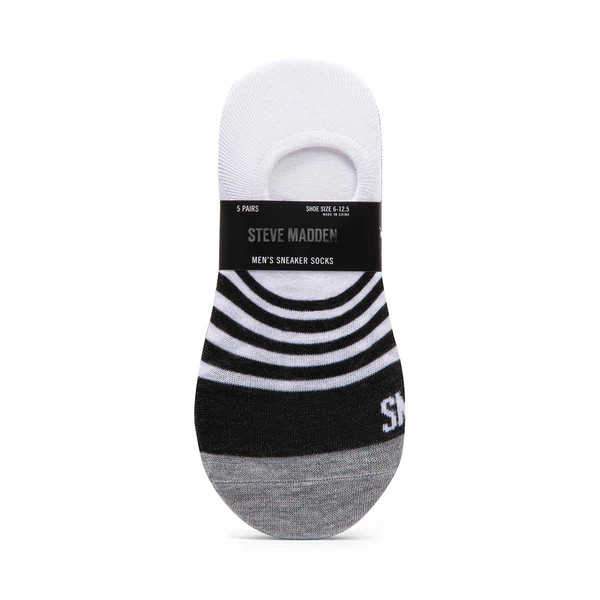 5PK MEN'S WHITE MULTI SNEAKERS SOCKS | Steve Madden (Canada)