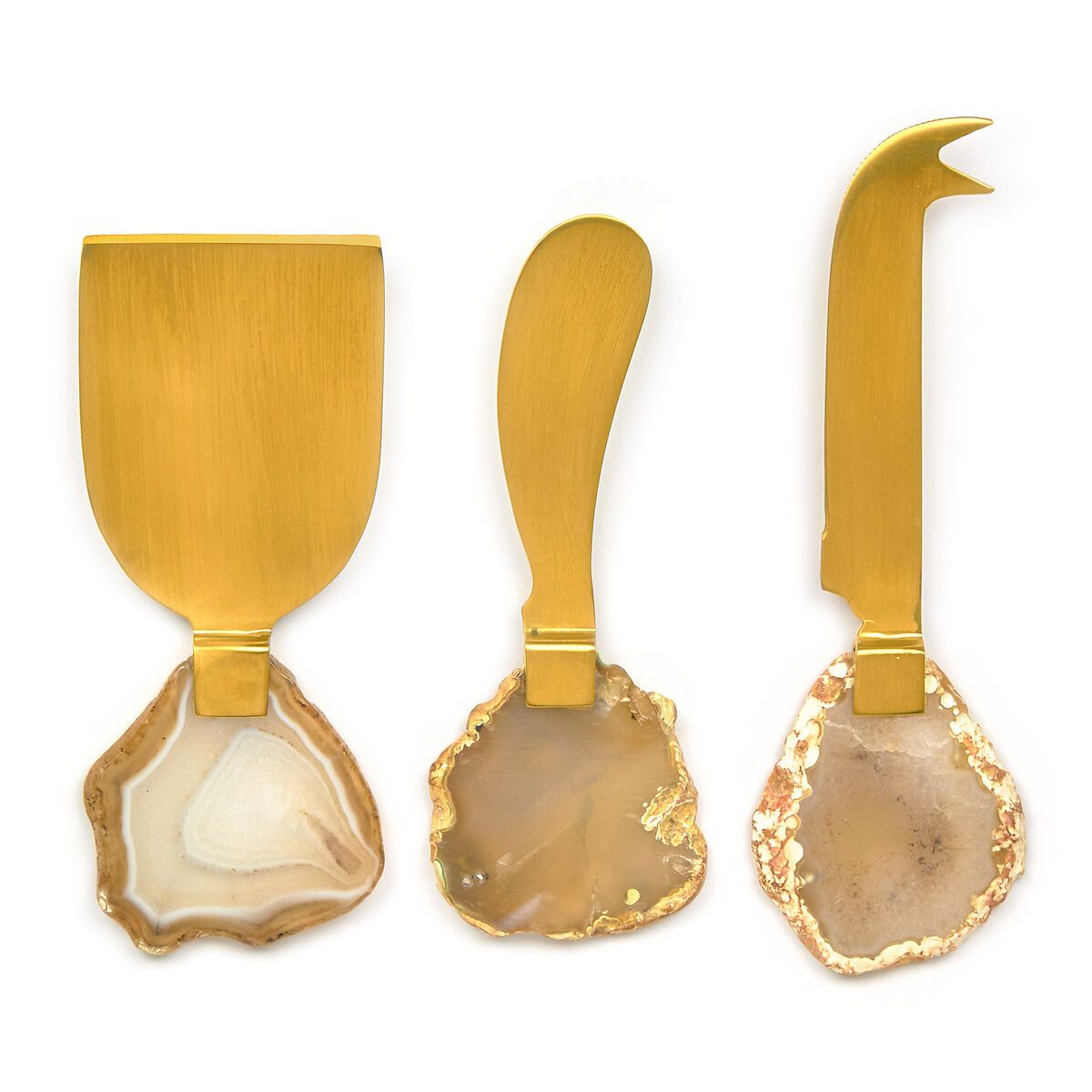 Set of 3 Natural Agate Cheese Knives | Ross-Simons