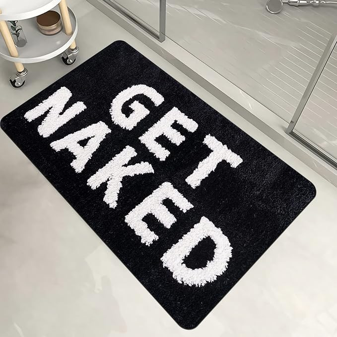 Yuang Get Naked Bath Mat- Funny Bathroom Rugs-Non Slip Black Bath Mats -Soft Thick Microfiber Abs... | Amazon (US)