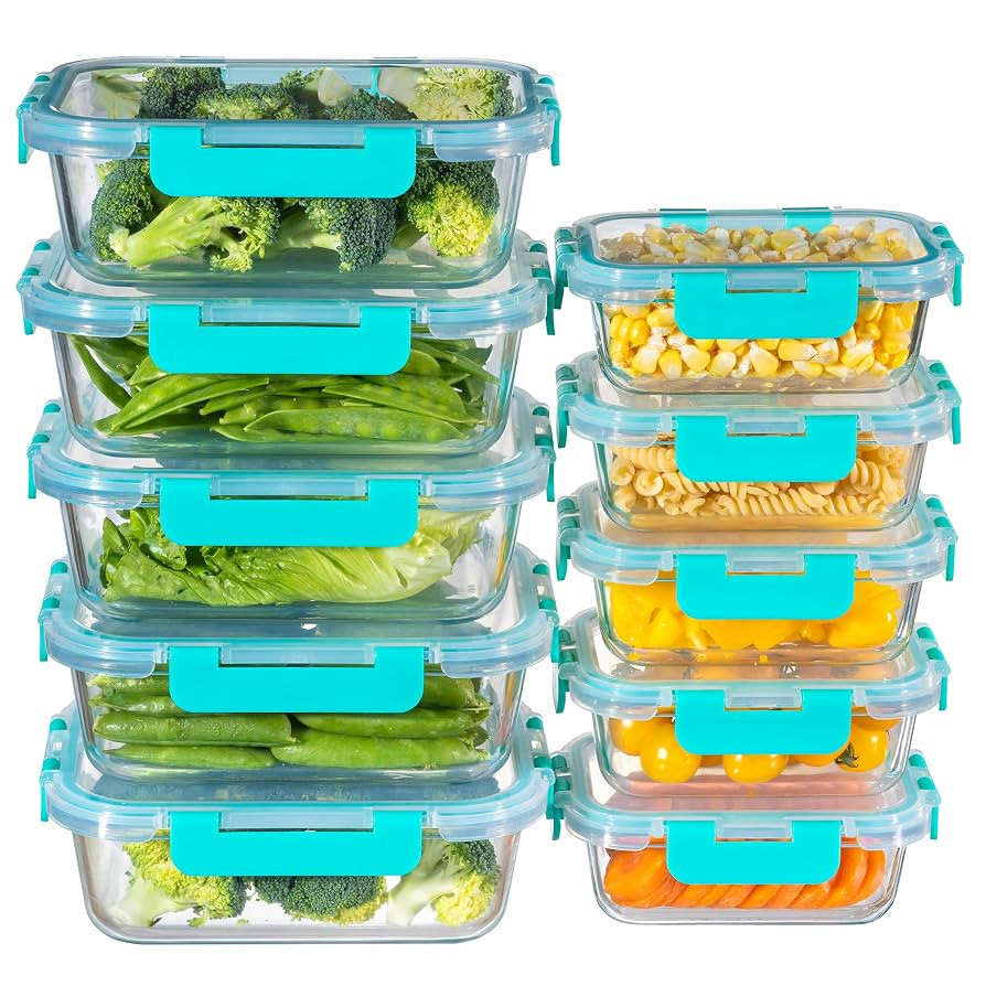 MFY 10-Pack Glass Storage Containers with Lids, Glass Meal Prep Containers Set, Airtight Lunch Co... | Amazon (US)