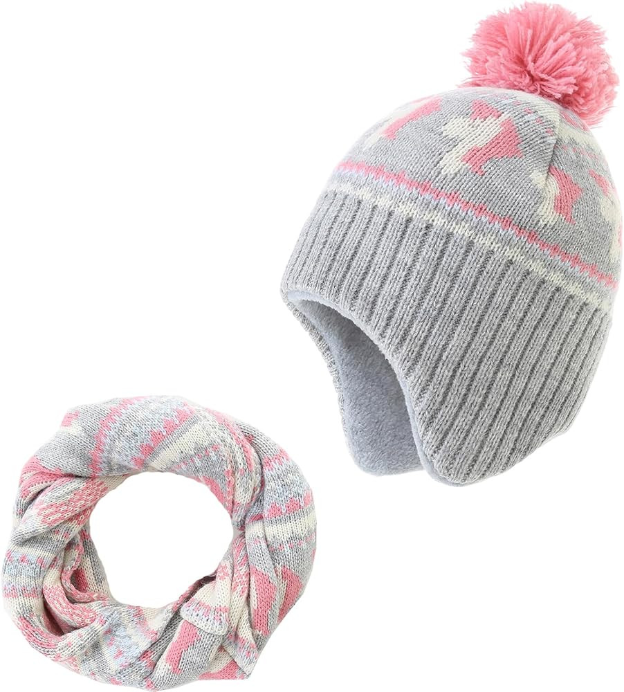 Moon Kitty Baby Girls Earflaps Knit Hats Infant Baby Beanies6-12Months | Amazon (US)