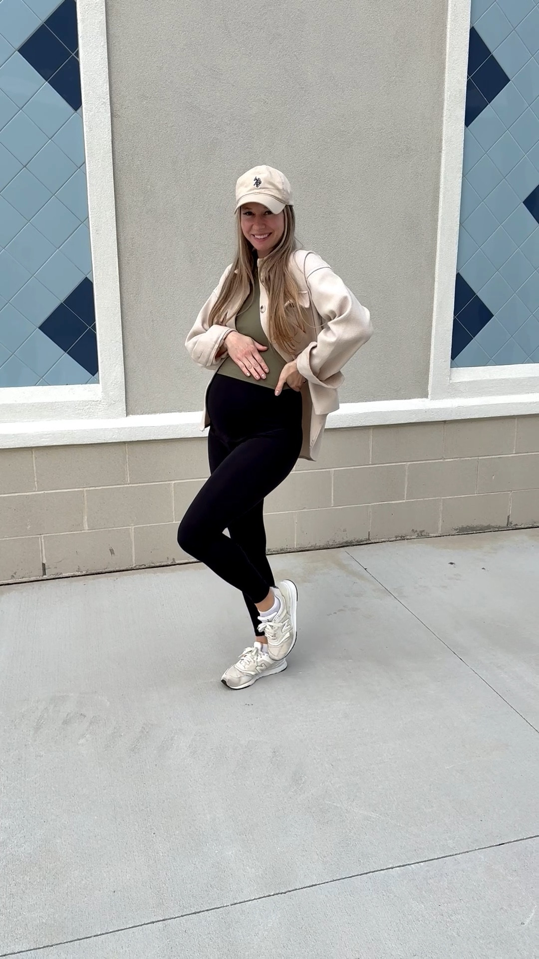 My maternity uniform is pretty similar to my regular uniform!
Love a cropped tank, comfy legging and an outer layer like a shacket or chambray shirt. 
The baseball cap and New Balance sneakers are a MUST  

#LTKgrwm #LTKBump #LTKootd