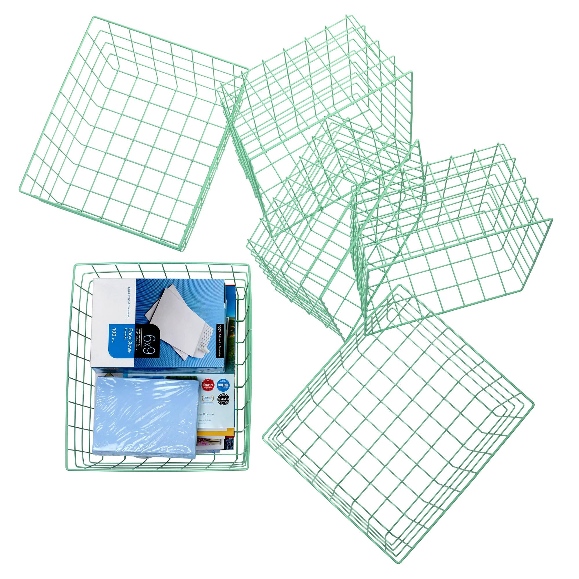 6-Pack Oversized Wire Storage Bins – 15" x 13" x 7" Heavy-Duty Stackable Metal Baskets – Extr... | Amazon (US)