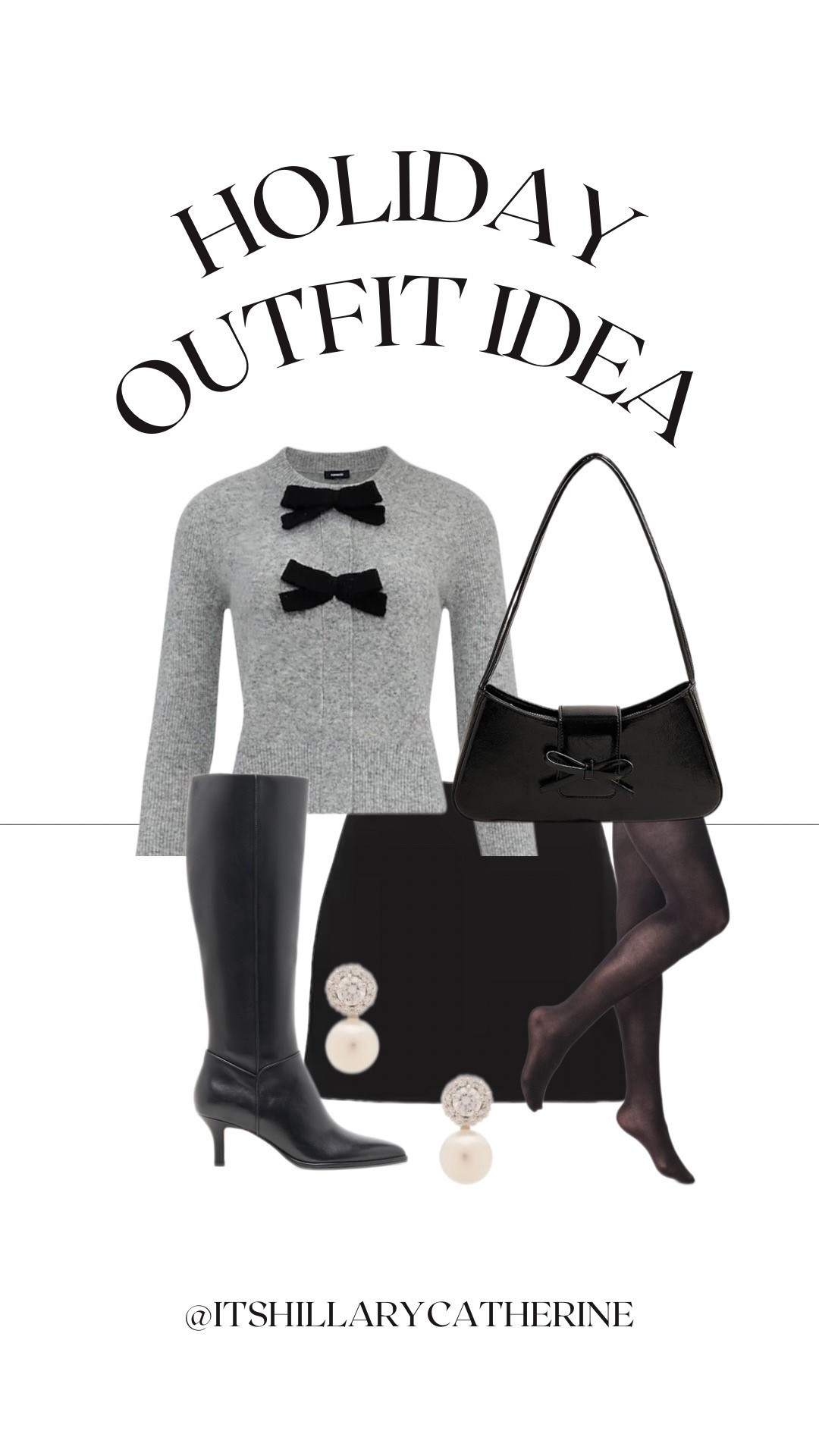 Holiday outfit idea with bows

Black skort from express, black dolce vita boots, black bow bag, sweater with bows, Christmas partyy

#LTKHoliday #LTKSeasonal #LTKParties