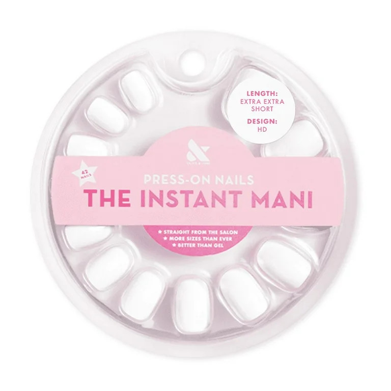 Olive & June Instant Mani Round Extra Extra Short Press-On Nails, White, HD, 42 Pieces | Walmart (US)