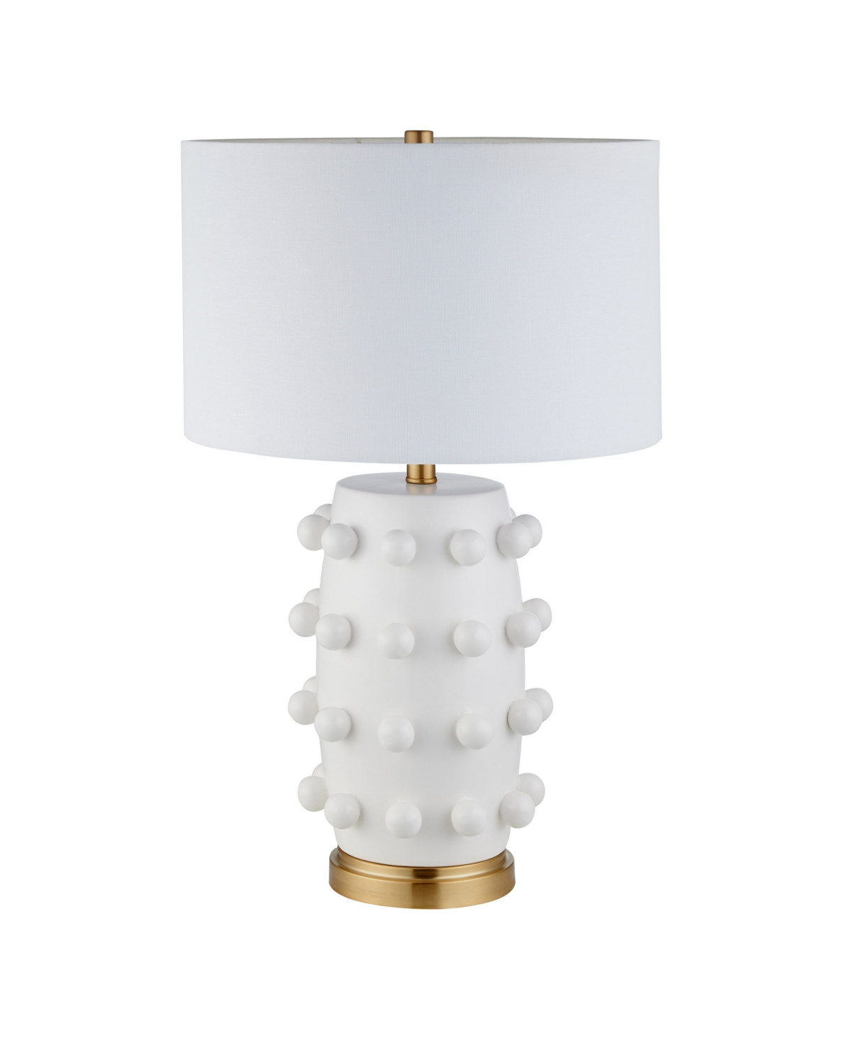 Hudson & Canal Farrington 25.5" Ceramic Table Lamp with Fabric Shade - Matte White, Brass | Macy's