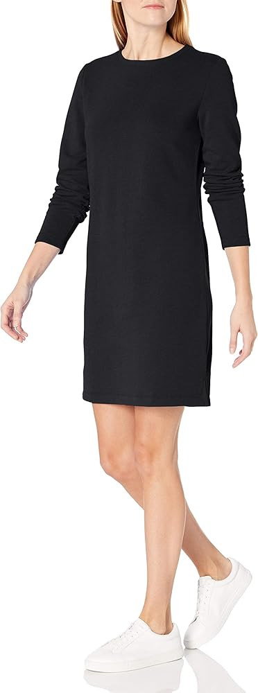 Amazon Essentials Women's Crewneck Long-Sleeve French Terry Fleece Above-The-Knee Dress | Amazon (US)
