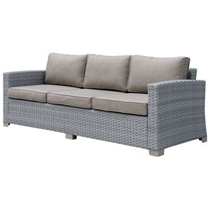 Afuera Living Fabric and Wicker Outdoor Sofa in Gray | Homesquare
