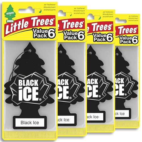 LITTLE TREES Car Air Freshener, 4 Count (Pack of 6), Black Ice | Amazon (US)