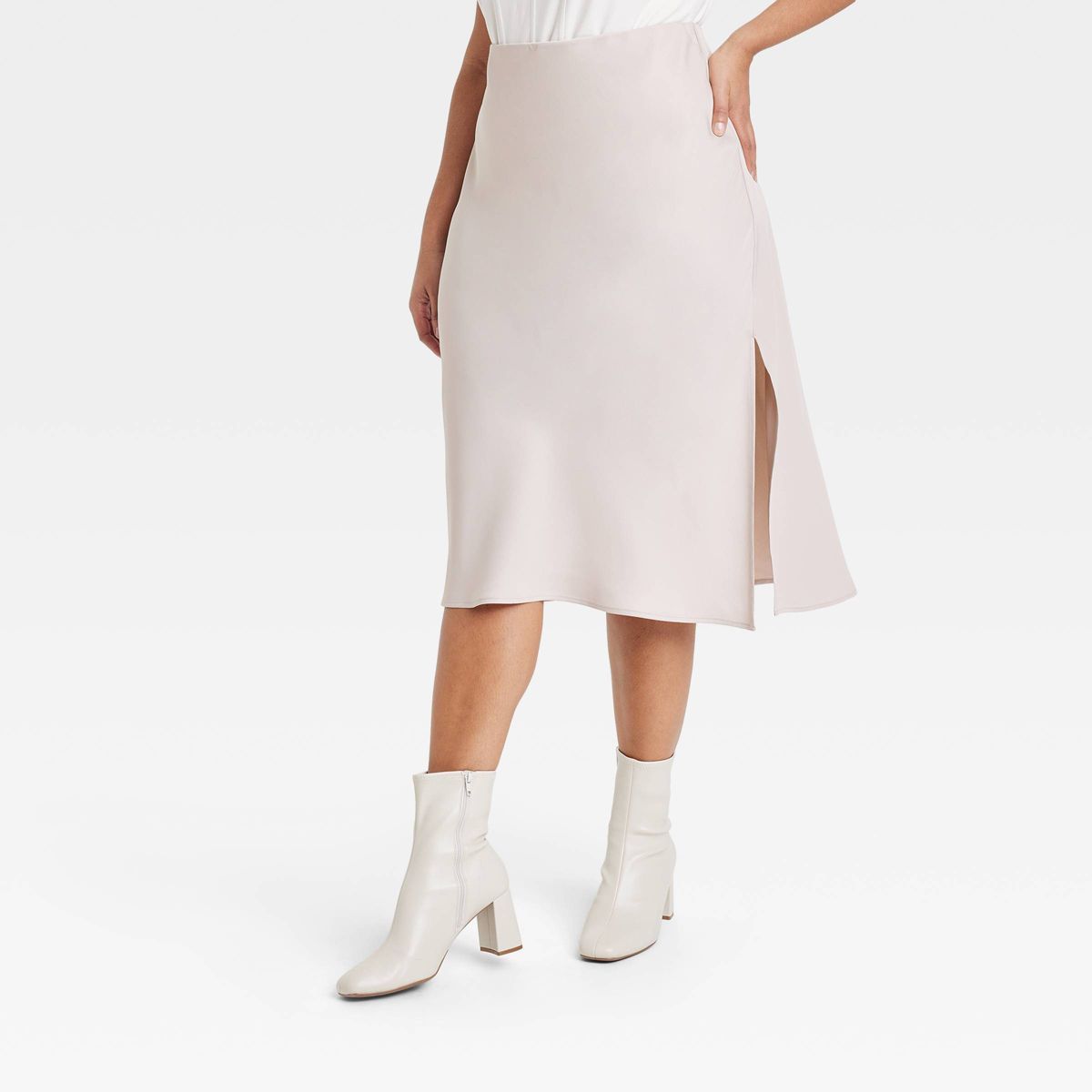 Women's A-Line Midi Slip Skirt - A New Day™ Champagne XXL | Target