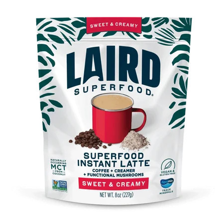 Laird Superfood Instant Latte 100% Arabica Coffee Sweet & Creamy, Non-Dairy, Superfood Creamer, Gluten Free, Non-GMO, Vegan, 8 oz. Bag, Pack of 1 | Walmart (US)