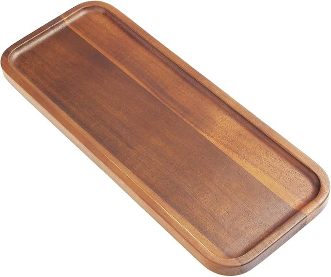 Small Solid Acacia Wood Serving Trays and Platters - Wooden Mini Charcuterie Boards, Rectangle Ch... | Amazon (US)